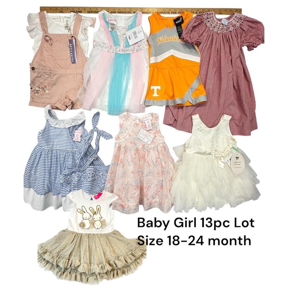 Baby Girls 13pc Lot Size 18-24 month Dress Bloomers Romper Costume Mixed Brands